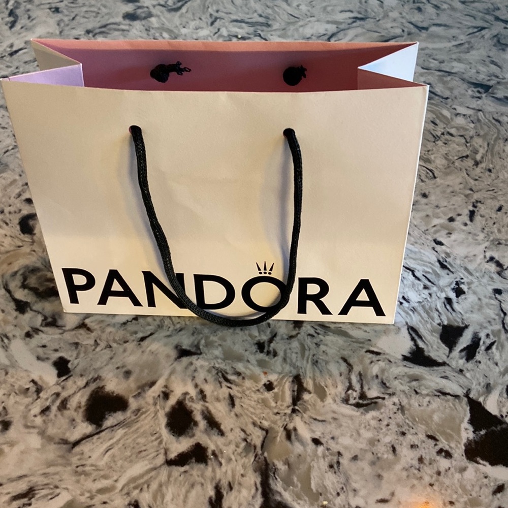 Pandora paper gift bag.    Was used in the purchase of a bracelet